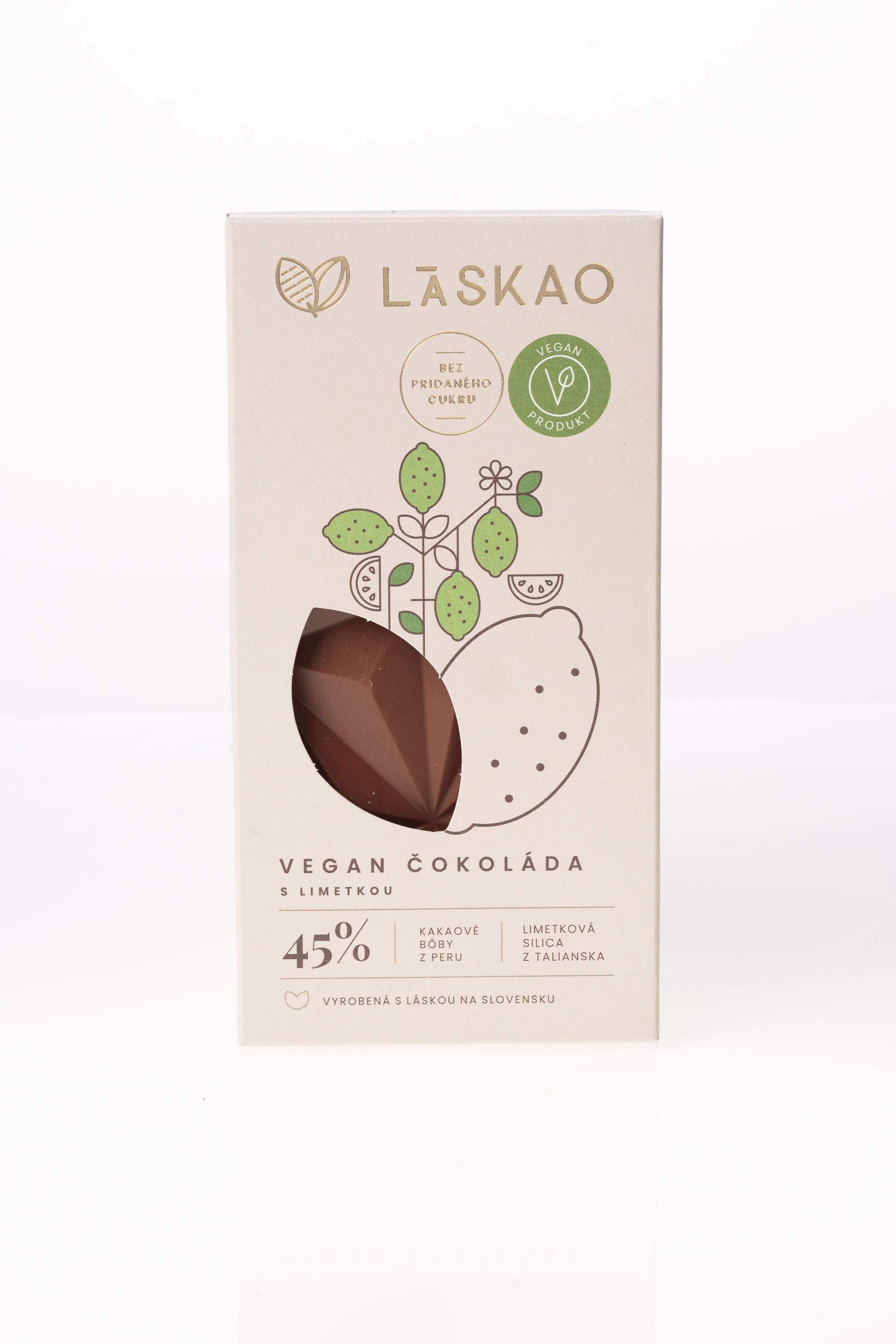 LÁSKAO vegan čokoláda s limetkovou príchuťou, 75g